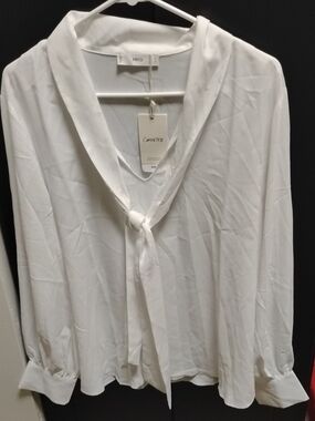 Mango White Button-Front Blouse